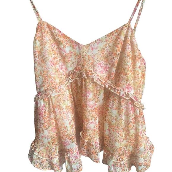 Sadie & Sage Tops - Sadie & Sage Orange Floral Print Cami/Tank. Size Large. EUC!